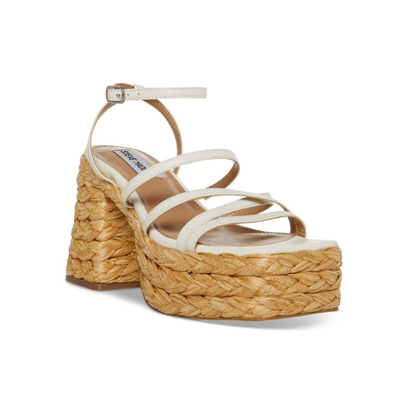 Steven Madden, Belise Leather Strappy Platform Sandals, White Leather, 11 - Picture 1 of 11